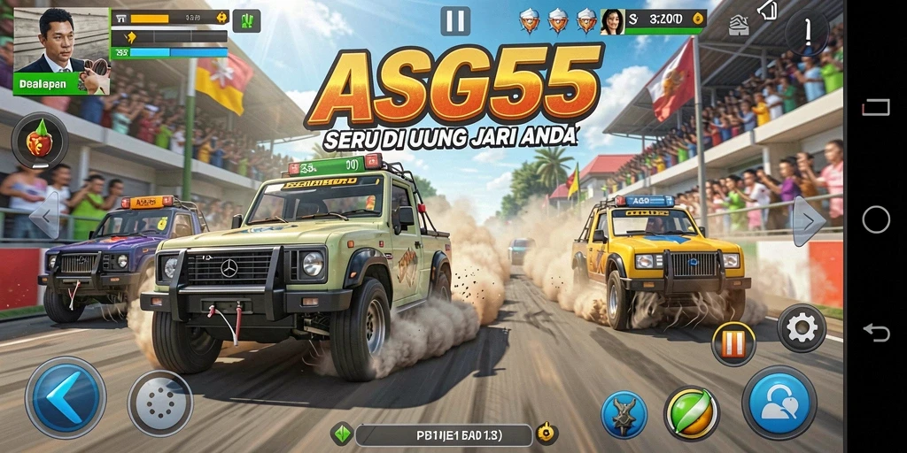 Screenshot gameplay balapan yang mendebarkan dalam ASG55.