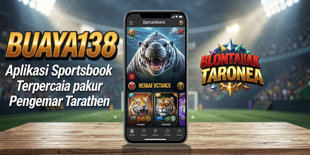 Screenshot utama BUAYA138 menampilkan tampilan antarmuka aplikasi Sportsbook yang menarik.
