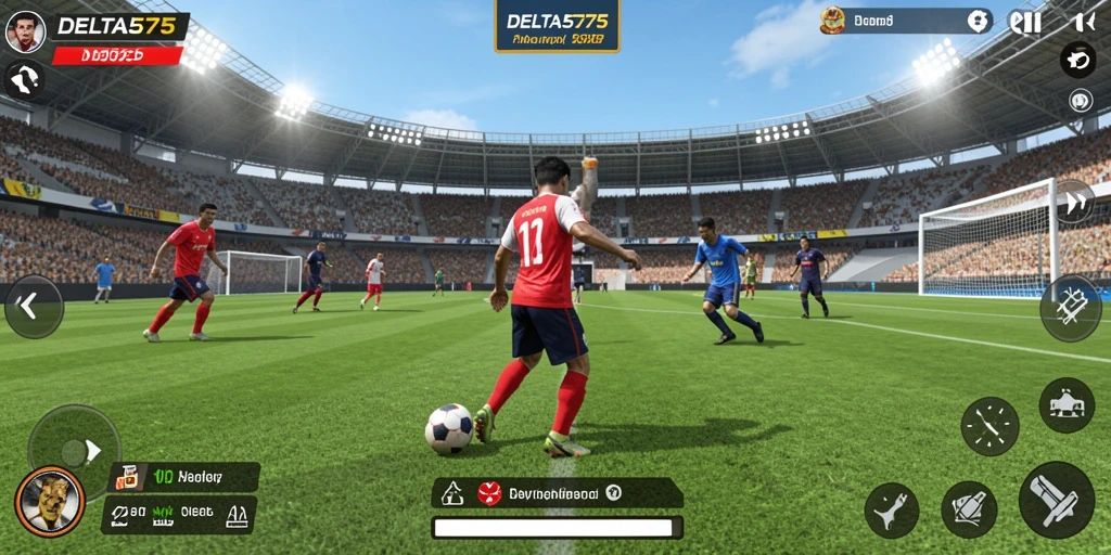 Tampilan gameplay seru dari DELTA575 yang menampilkan aksi olahraga.