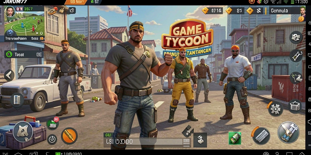 Screenshot menunjukkan kegiatan manajerial yang seru dalam JARUM77.