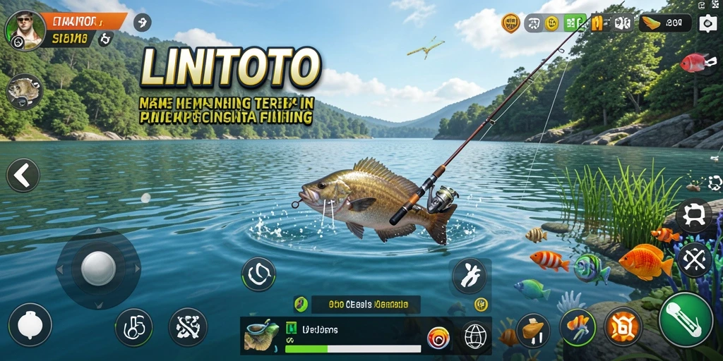 Screenshot gameplay LINITOTO menampilkan aksi memancing yang menyenangkan.