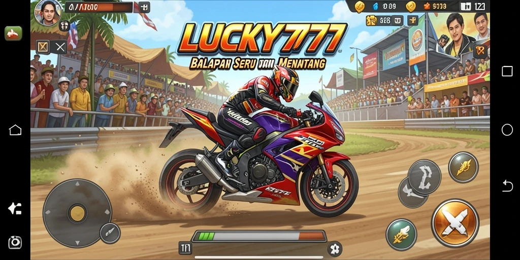 Tampilan aksi balapan motor yang mendebarkan di <strong>LUCKY777</strong>.