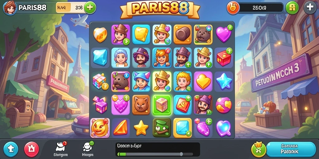 Tampilan gameplay PARIS88 yang seru dalam permainan Match-3.