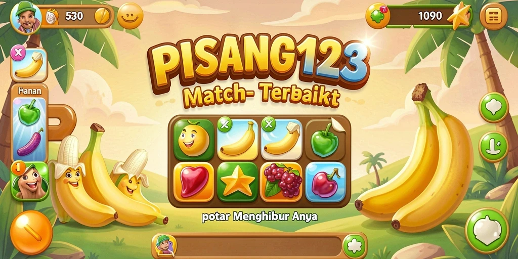 Tampilan gameplay menyenangkan dalam PISANG123, cocok untuk pencinta Match-3.