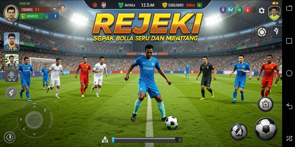 Tampilan gameplay REJEKI yang seru dan kompetitif dalam sepak bola.