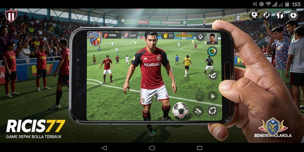 Tampilan gameplay seru RICIS77 dengan aksi sepak bola yang dinamis.