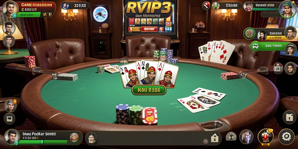 Screenshot dari gameplay poker RVIP3 yang seru dan interaktif.