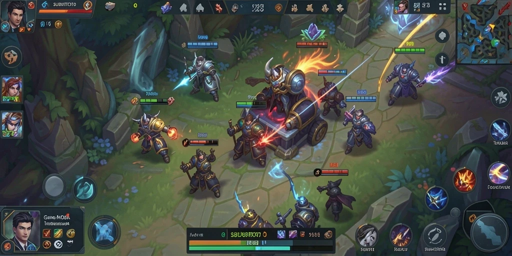 Screenshot gameplay SUBURTOTO menampilkan aksi seru tim dalam pertempuran.