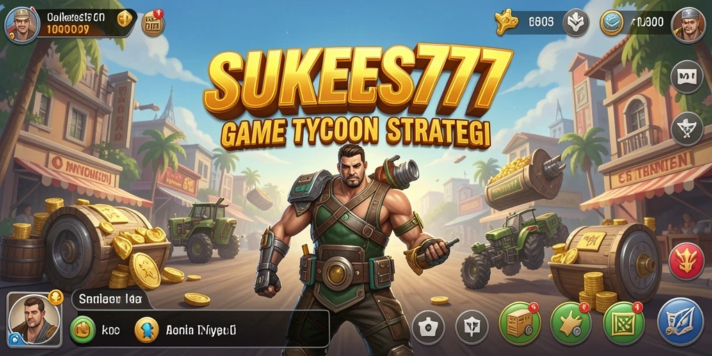 Screenshot utama SUKSES777 menampilkan gameplay dinamis dalam membangun kerajaan bisnis.