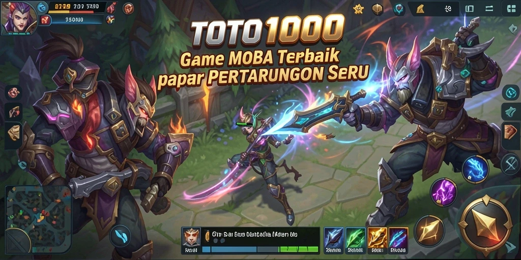 Gameplay seru TOTO1000 dengan aksi MOBA yang mendebarkan.